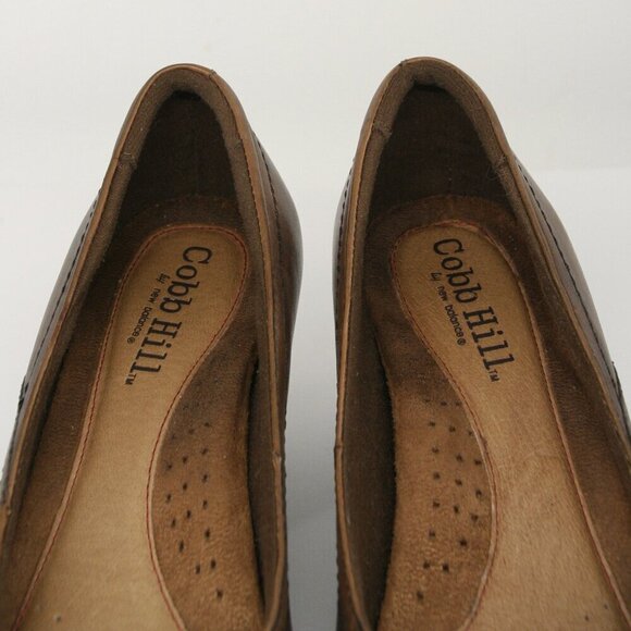 New Balance Cobb Hill Antique Brown Leather Pleated Knot Slip On Pump Heel Sz 10 - Picture 10 of 15